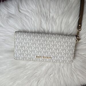 Michael Kors White Logo Continental Wallet Crossbody